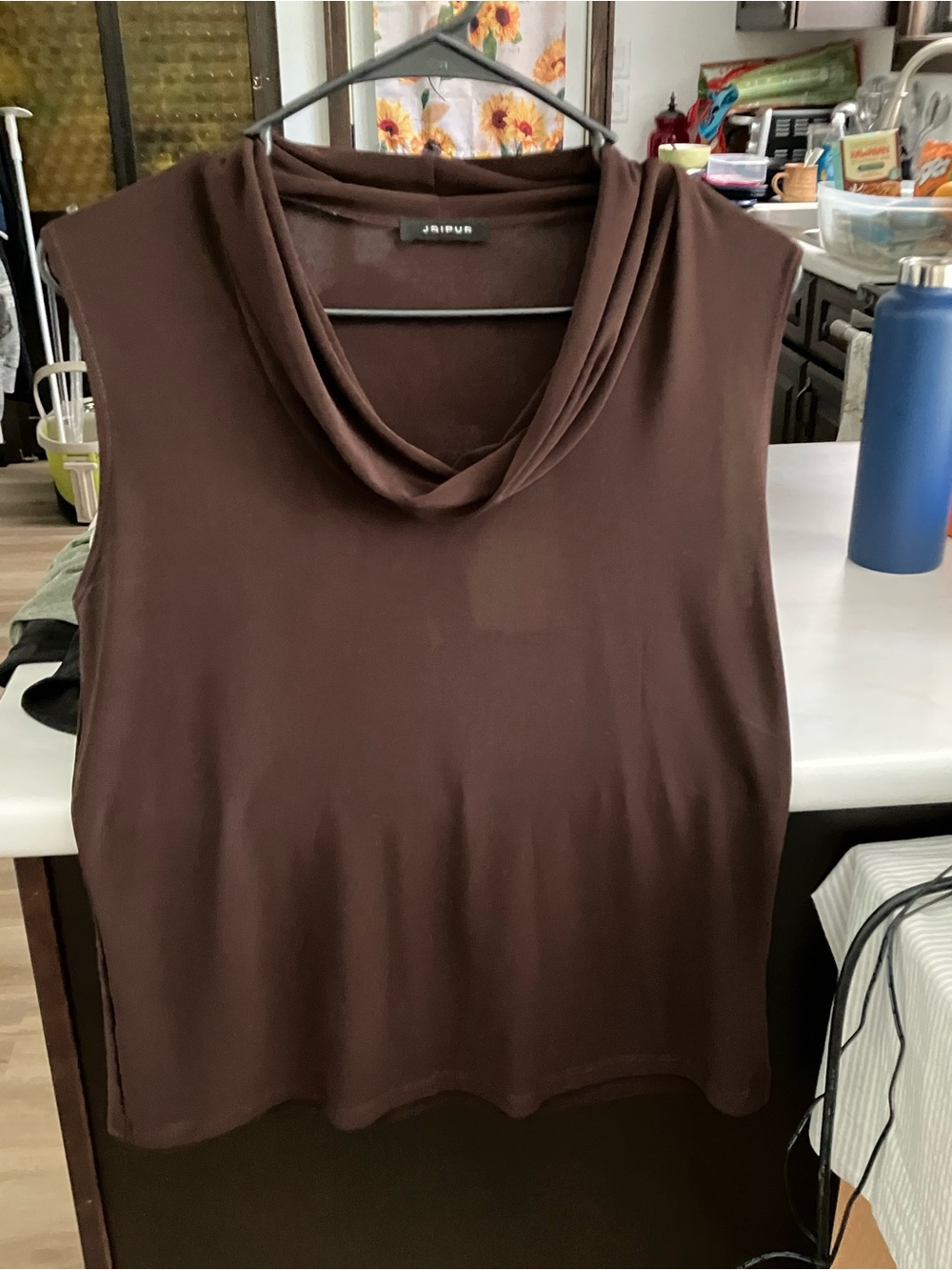 Jaipur Chocolate Brown Sleeveless Cowl Neck Top Size XL
